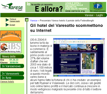 Varese News: Gli hotel del Varesotto scommettono su Internet